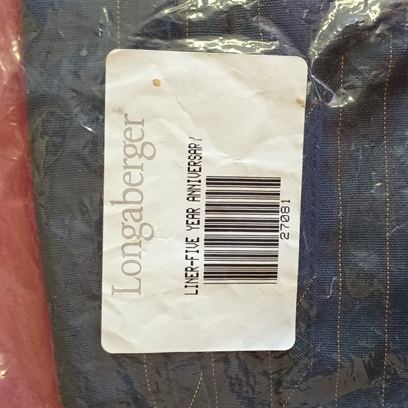 Longaberger Collectors Club 5 Year Anniversary Basket Liner Navy Green NWT - Picture 2 of 6